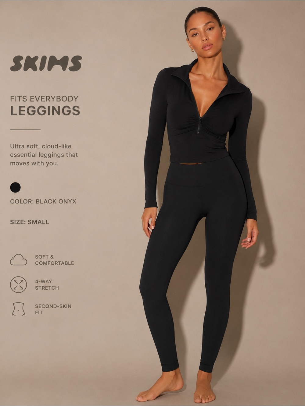 SKIMS Fits Everybody Leggings Black Onyx Small